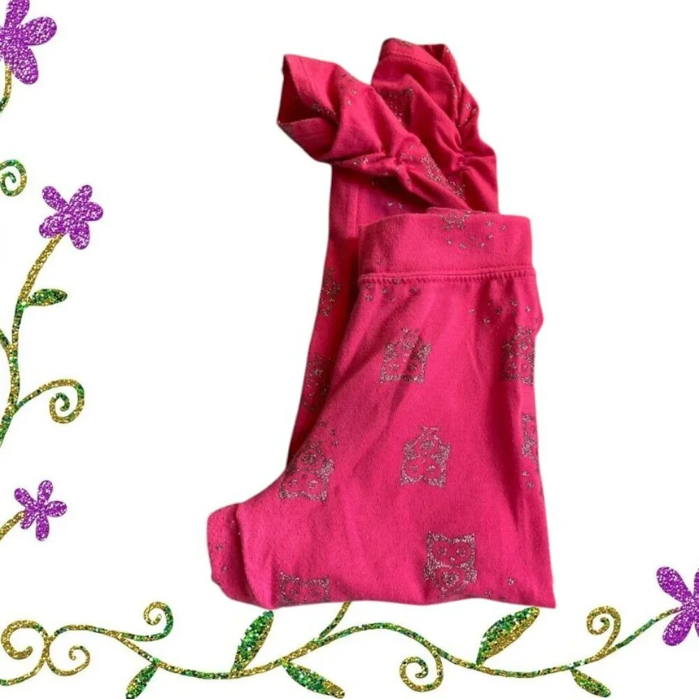 365 Kids Girl's Glitter Sequin Owl Leggings
